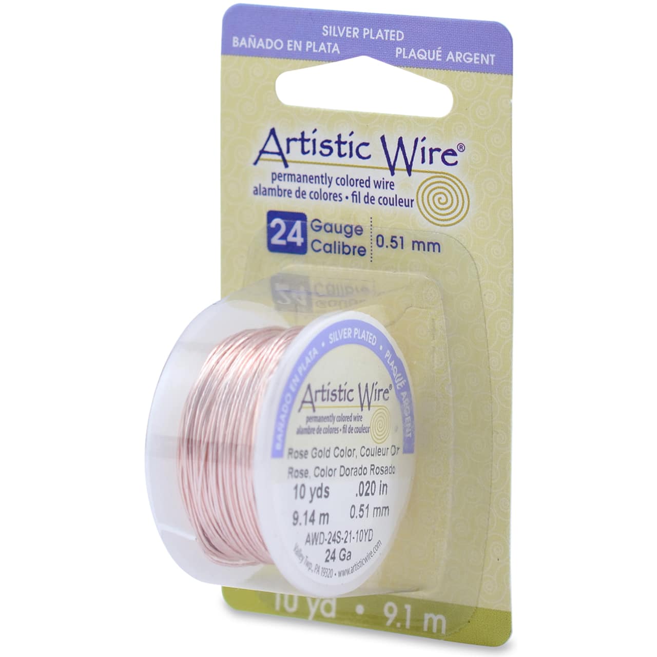 Artistic Wire® 24 Gauge Rose Gold Permanently Colored Wire, 10yd.